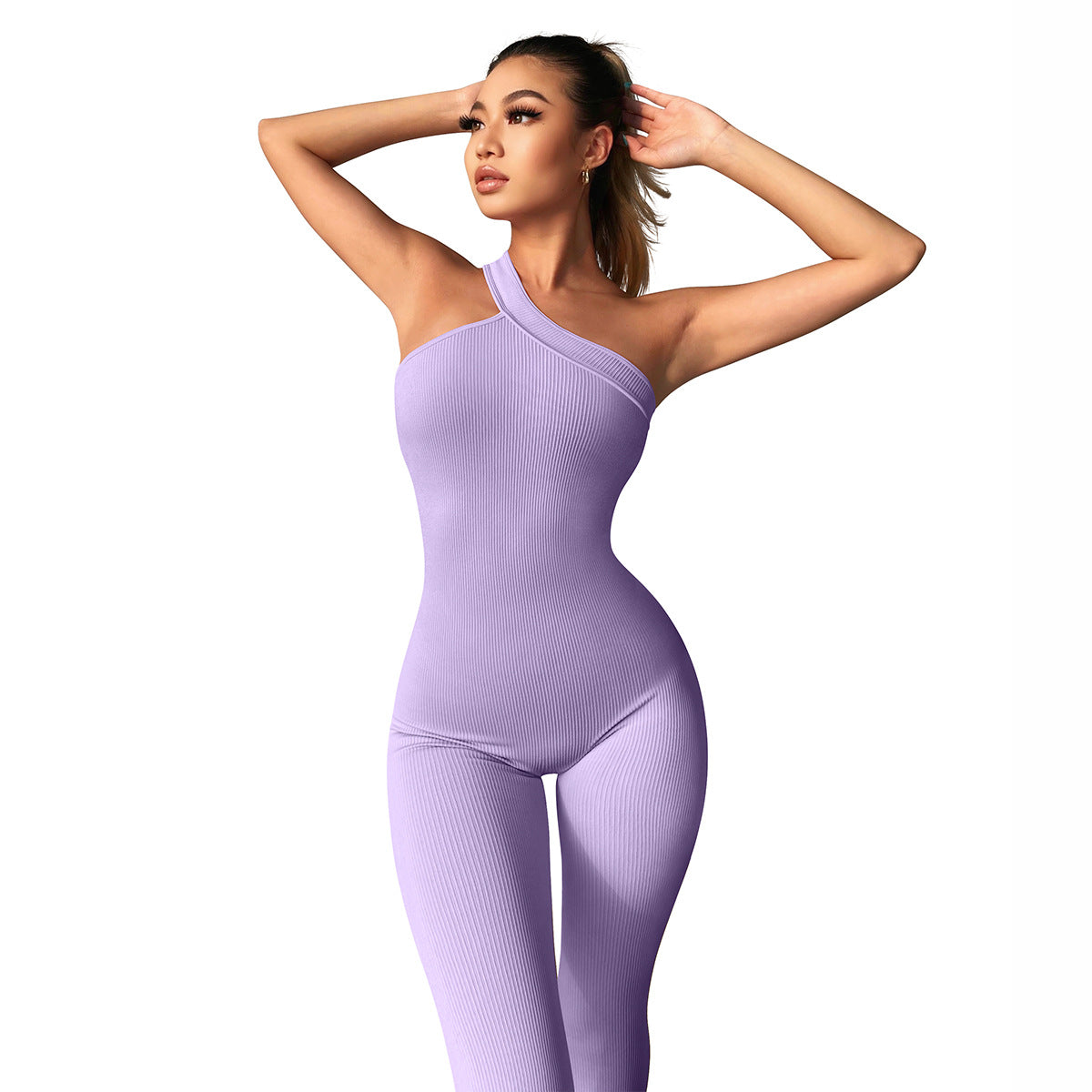 New One Shoulder Sports Jumpsuit For Women