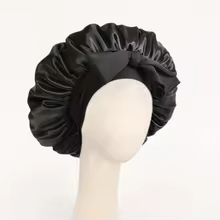 Luxury Satin Sleep Bonnet – Adjustable Silk Hair Protector with Tie Band